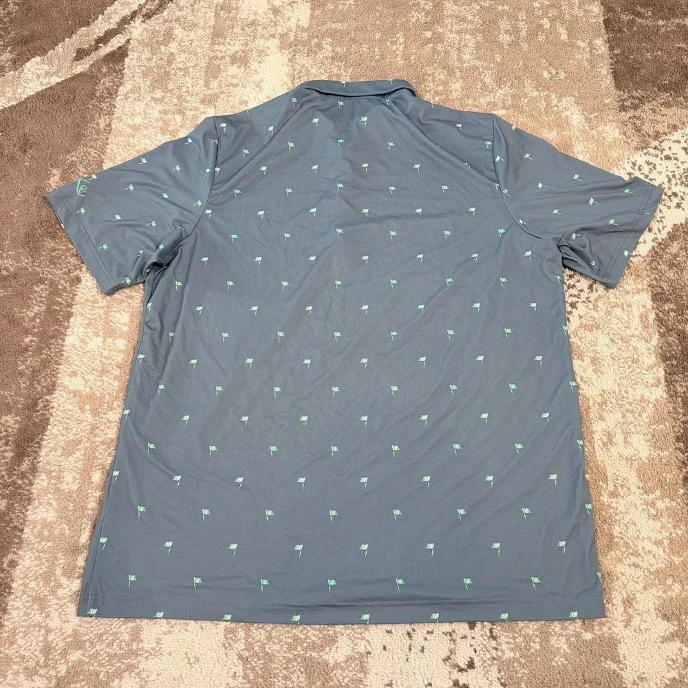 Criquet Tour Range Flag Print Mens XL Golf All Over Graphic Polo Shirt Gray‎